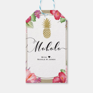 Étiquettes-cadeau Fleurs Tropicales Or Pinède Chic MAHALO ALOHA