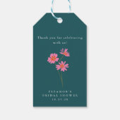 Étiquettes-cadeau Fleurs Turquoises roses vert Boho Fête des mariées (Dos)