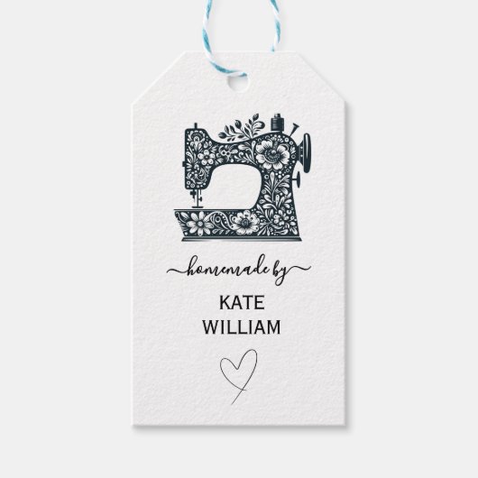Étiquettes-cadeau Fleurs vêtements de machine à coudre pendre étique (Devant)