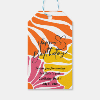 Étiquettes-cadeau Fleurs vintages rétro Élégantes et colorées Annive