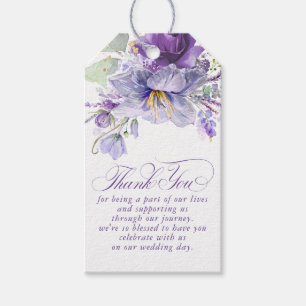 Étiquettes-cadeau Fleurs Violettes Botaniques Élégant Merci