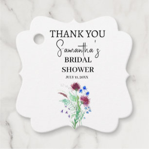 Étiquettes Cadeau Fleurs Violettes de Chardon Mariage Bohème Écossai