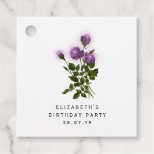 Étiquettes Cadeau Fleurs violettes et ivoire