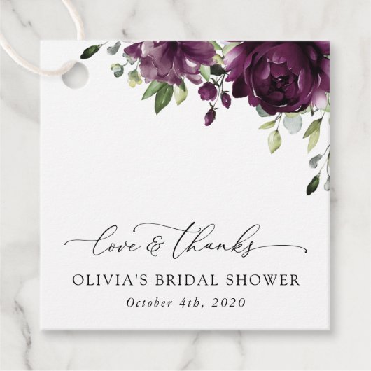 Étiquettes Cadeau Fleurs violettes, Fleurs de prunier, Bohème, Récep (Devant)