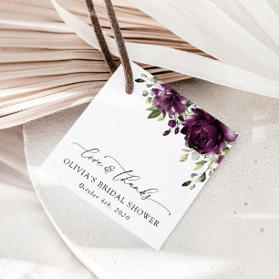 Étiquettes Cadeau Fleurs violettes, Fleurs de prunier, Bohème, Récep