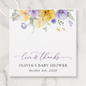 Étiquettes Cadeau Fleurs violettes, Fleurs Jaunes, Boho, Baby shower (Devant)