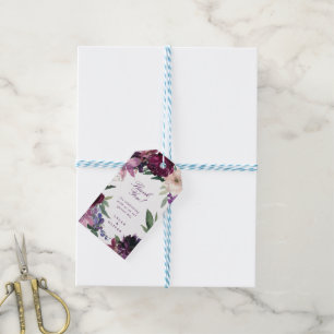 Étiquettes-cadeau Fleurs violettes luxuriantes Mariage romantique