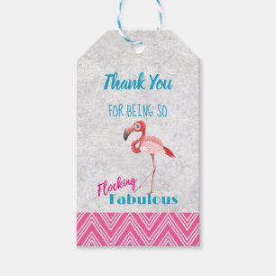 Étiquettes-cadeau Flocking Fabulous Pun avec Merci de Flamant rose r