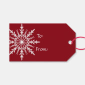 Étiquettes-cadeau Flocon de neige blanc en Noël rouge (Devant (Horizontal))