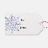 Étiquettes-cadeau Flocon de neige bleu en Noël blanc (Devant (Horizontal))
