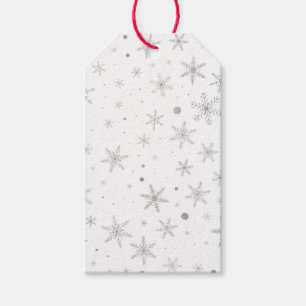 Étiquettes-cadeau Flocon de neige de scintillement - gris et Blanc