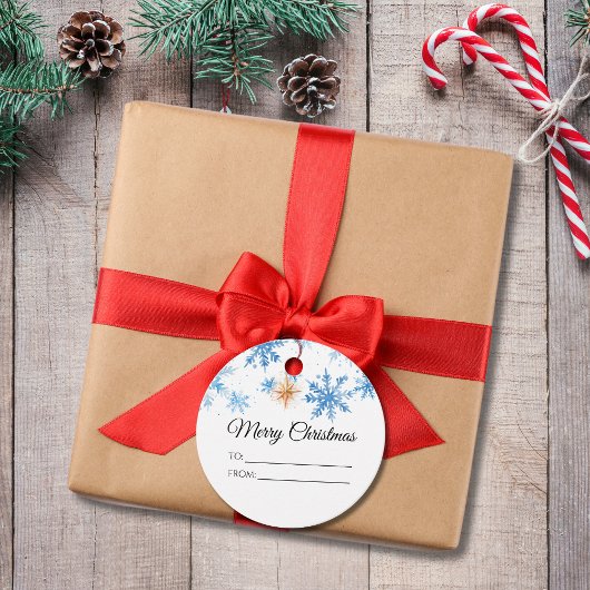Étiquettes Cadeau Flocon de neige d'hiver moderne Joyeux Noël