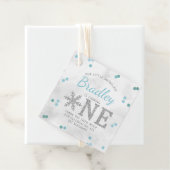 Étiquettes Cadeau Flocon de neige Hiver 1er anniversaire (En situation)