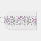 Étiquettes-cadeau Flocon de neige Noël violet argent (Dos Horizontal)