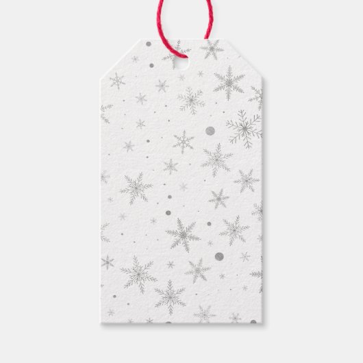 Étiquettes-cadeau Flocon de neige Twinkle -gris argenté et blanc- (Devant)