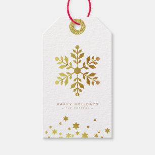 Étiquettes-cadeau Flocons de neige Fun Christmas White & Gold Mini