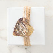 Étiquettes Cadeau Flocons de Noël Joyeux Noël Bois Rustique (En situation)