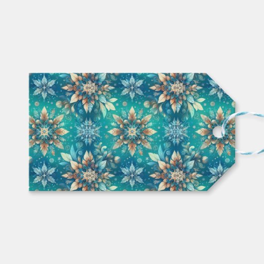 Étiquettes-cadeau Flocons d'Hiver (Devant (Horizontal))