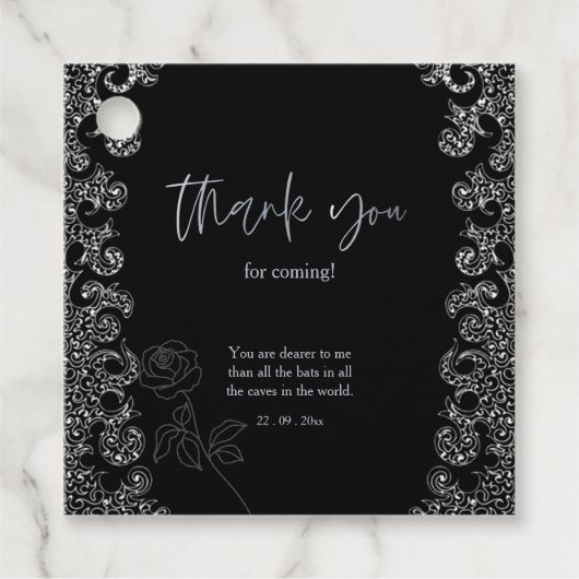 Étiquettes Cadeau Floral Black Gothique Bachelorette Party (Devant)