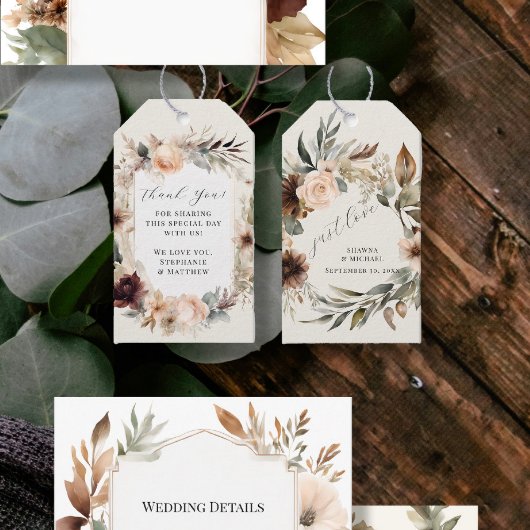 Étiquettes-cadeau Floral BOHO Automne Feuillage de l'automne Mariage