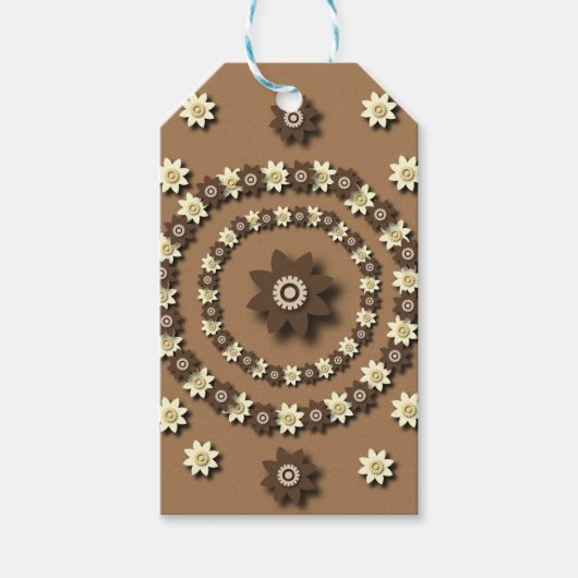 Étiquettes-cadeau Floral Brown et crème (Devant)