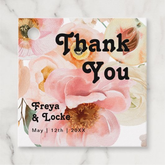 Étiquettes Cadeau Floral coloré gras | MERCI (Devant)