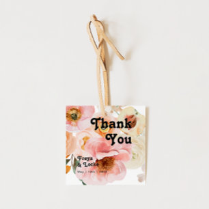 Étiquettes Cadeau Floral coloré gras MERCI