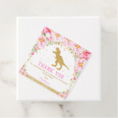 Étiquettes Cadeau Floral Dinosaur Anniversaire Merci fille T-Rex (En situation)