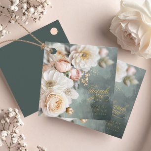 Étiquettes Cadeau Floral Drama Mariage Merci vert ID1022