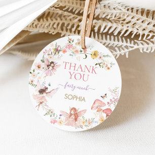 Étiquettes Cadeau Floral Fairy Premier anniversaire de fête ronde