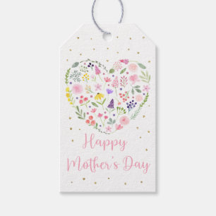Étiquettes-cadeau Floral Heart Bonne fête des mères