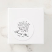 Étiquettes Cadeau Floral Merci moderne noir et blanc (En situation)