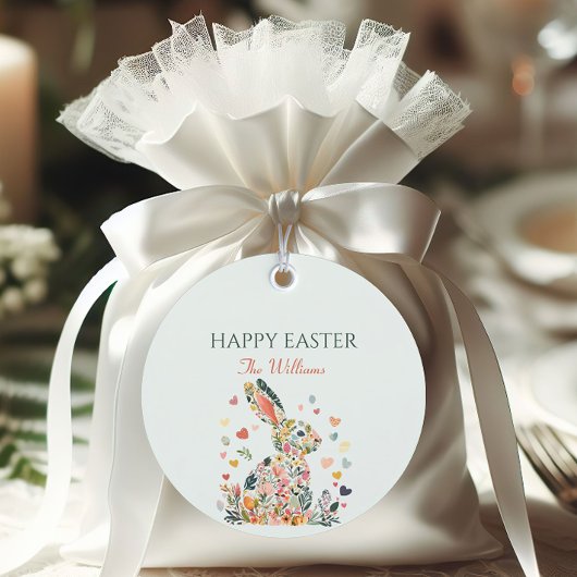 Étiquettes Cadeau Floral Pastel Bunny Pâques