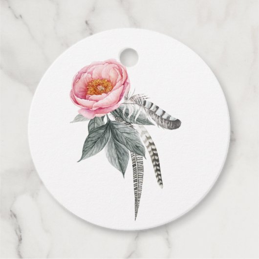 Étiquettes Cadeau Floral Pastel Pink and Grey Boho (Devant)