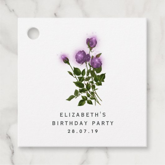 Étiquettes Cadeau Floral pourpre et ivoire (Devant)
