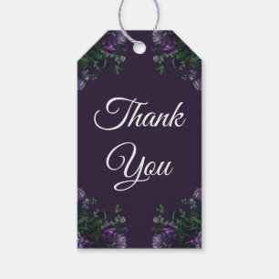 Étiquettes-cadeau Floral pourpre foncé élégant mariage gothique