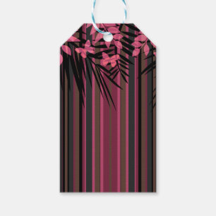 Étiquettes-cadeau Floral, rayé, rétro