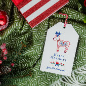 Étiquettes-cadeau Floral Reindeer Joyeuses Vacances