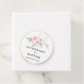Étiquettes Cadeau Floral rose fille Christening Baptême Merci (En situation)