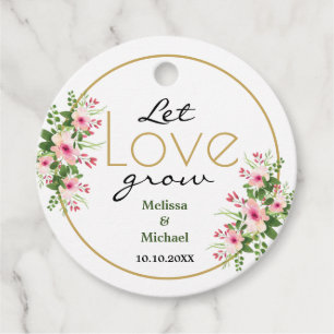 Étiquettes Cadeau Floral rose laissez l'amour grandir le Merci Maria