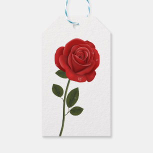 Étiquettes-cadeau Floral Rose rouge Fleurs Amour Mariage