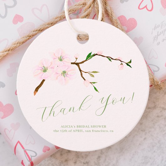 Étiquettes Cadeau Floral rose vif douche nuptiale merci pour