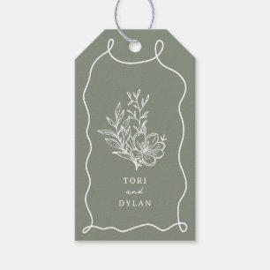 Étiquettes-cadeau Floral Sage Green Bouquet Mariage