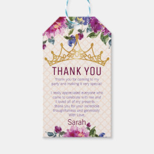 Étiquettes-cadeau Floral Shabby Chic Couronne Anniversaire Merci