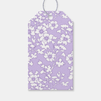 Étiquettes-cadeau Floral Trellis White - Purple