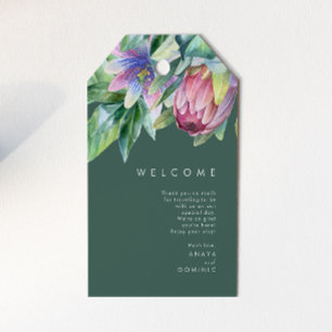 Étiquettes-cadeau Floral tropical coloré   Bienvenue au Mariage vert