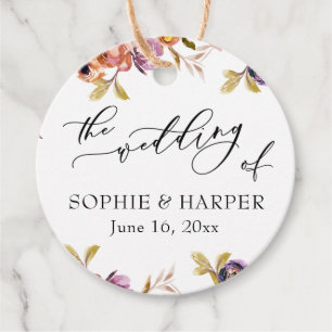 Étiquettes Cadeau Florales Peintes Calligraphie De Luxe Le Mariage D