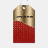 Étiquettes-cadeau Flore rouge de Noël avec ruban or et nom (Devant)