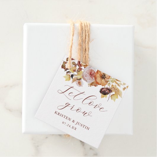 Étiquettes Cadeau Flore Rustique Automne laisser l'amour croître sem (En situation)