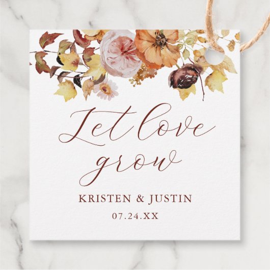 Étiquettes Cadeau Flore Rustique Automne laisser l'amour croître sem (Dos)